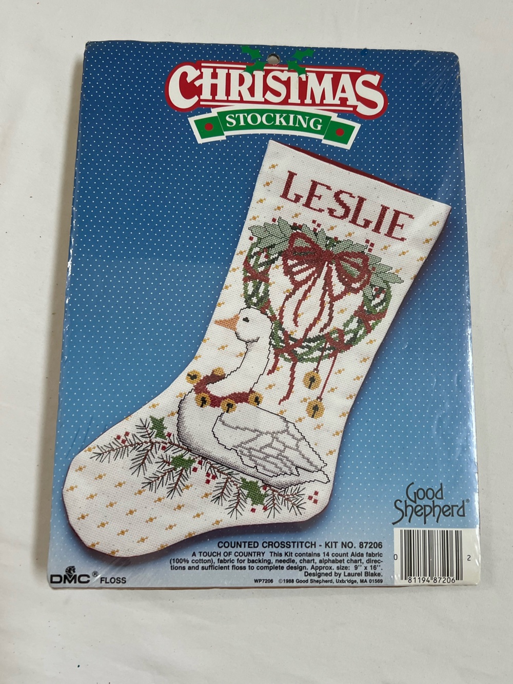 Counted Cross Stitch Christmas Stocking 1988 Good Shepherd 9"x16" Laurel Blake